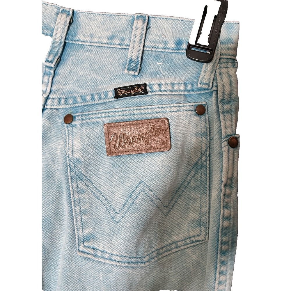 Vtg 80s Wrangler Jeans Aqua Acid Wash Denim Cowgirl Cut (26x33) USA Made RARE - Picture 5 of 6